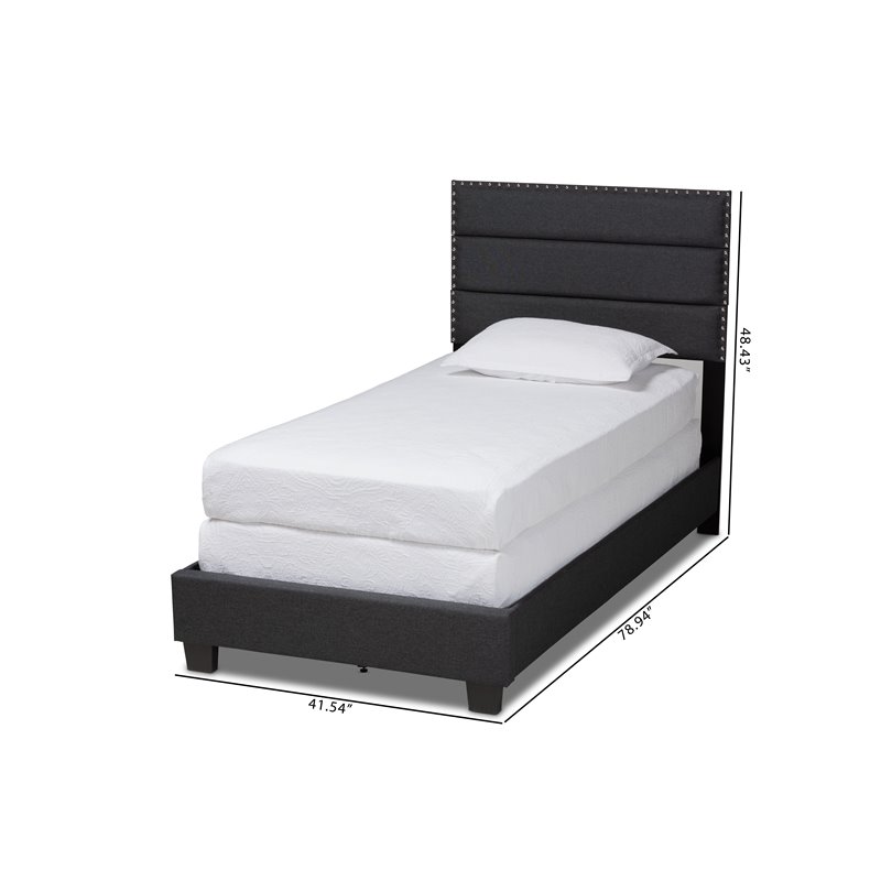 Baxton Studio Ansa Twin Size Dark Gray Fabric Upholstered Bed