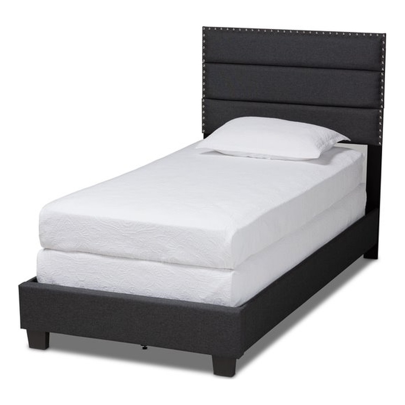 Baxton Studio Ansa Twin Size Dark Gray Fabric Upholstered Bed