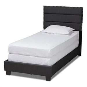 Baxton Studio Ansa Twin Size Dark Gray Fabric Upholstered Bed