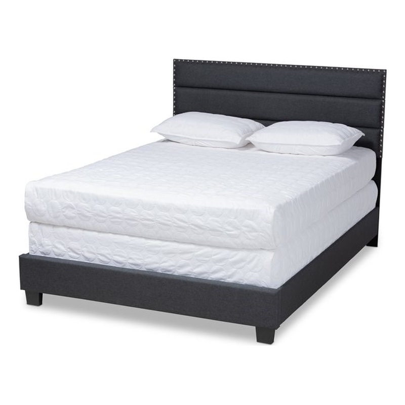 Baxton Studio Ansa Queen Size Dark Gray Fabric Upholstered Bed