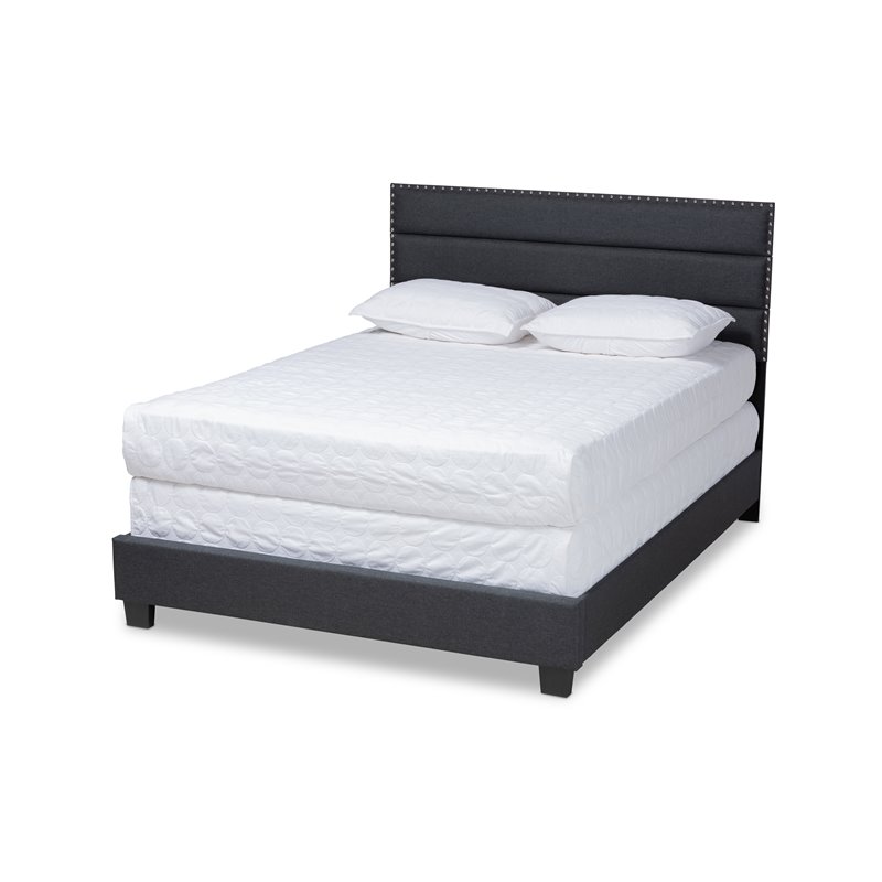 Baxton Studio Ansa King Size Dark Gray Fabric Upholstered Bed