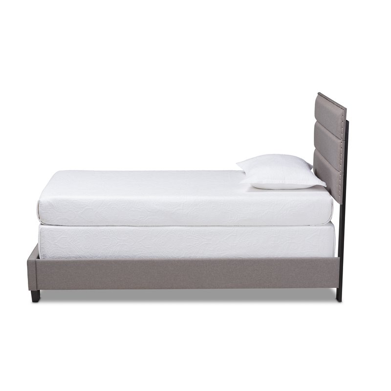 Baxton Studio Ansa Twin Size Gray Fabric Upholstered Bed