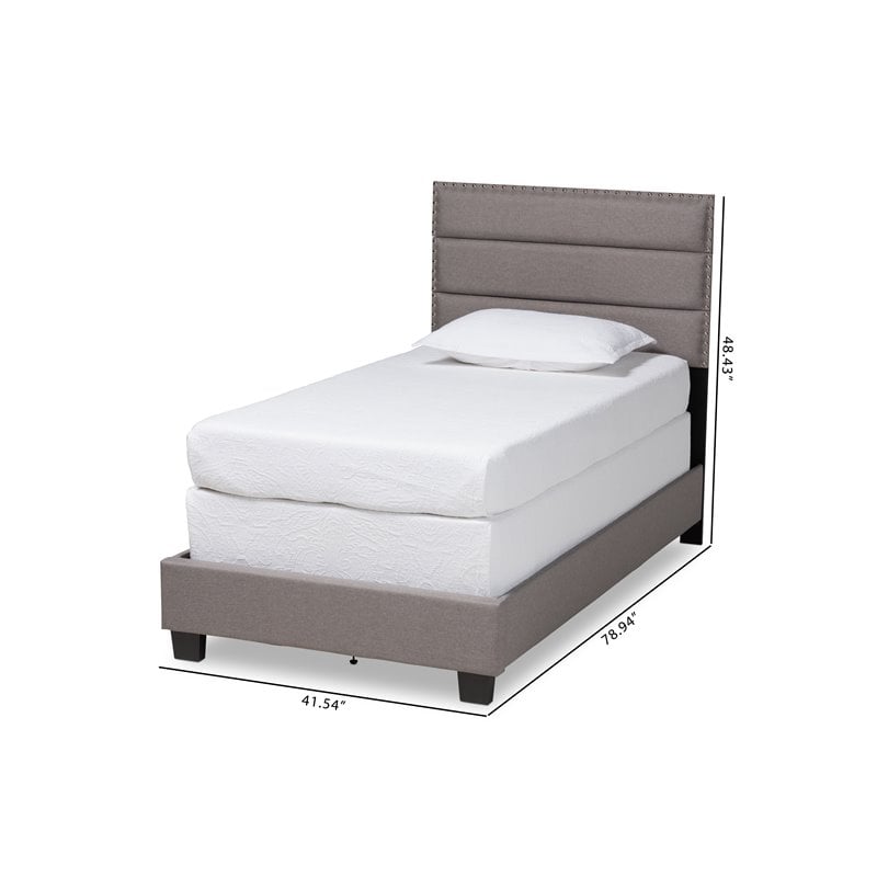 Baxton Studio Ansa Twin Size Gray Fabric Upholstered Bed