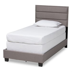 Baxton Studio Ansa Twin Size Gray Fabric Upholstered Bed