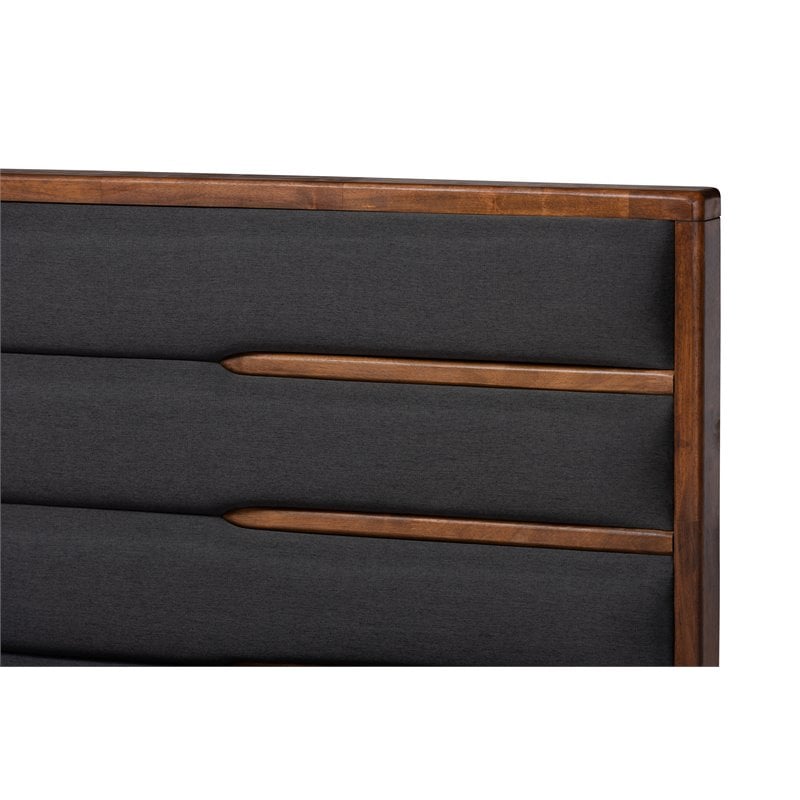 Baxton Studio Elin Queen Dark Gray Upholstered Brown Platform Bed