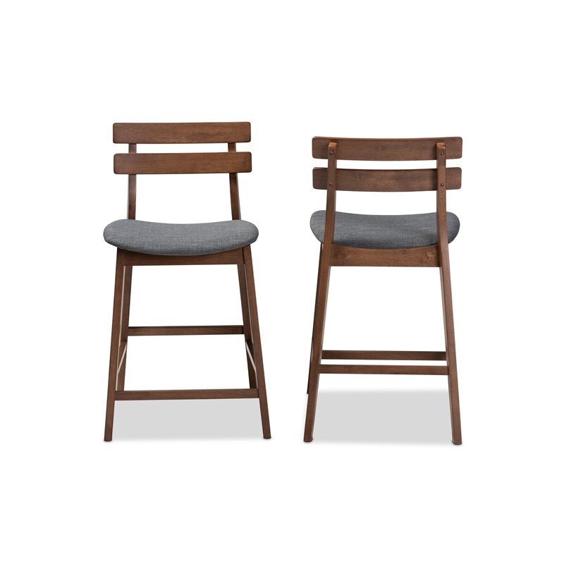 Set of 2 Baxton Studio Larine Dark Gray Upholstered Wood Counter Stools