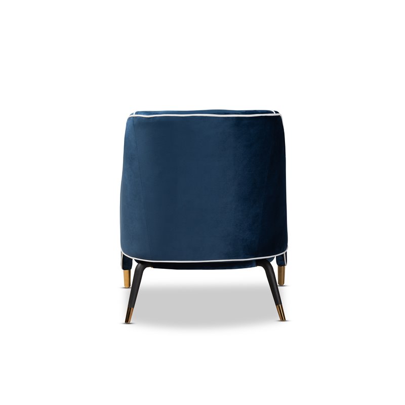 Baxton Studio Ainslie Navy Blue Velvet Gold Finished Armchair