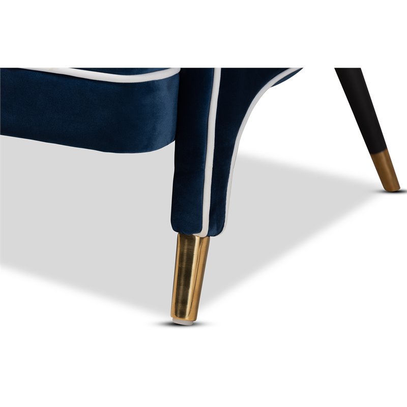 Baxton Studio Ainslie Navy Blue Velvet Gold Finished Armchair