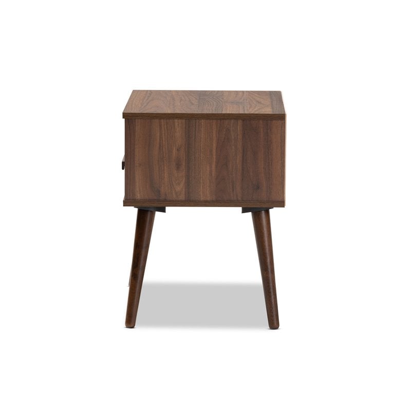 Baxton Studio Quinn White and Brown Finished 1-Drawer Wood End Table