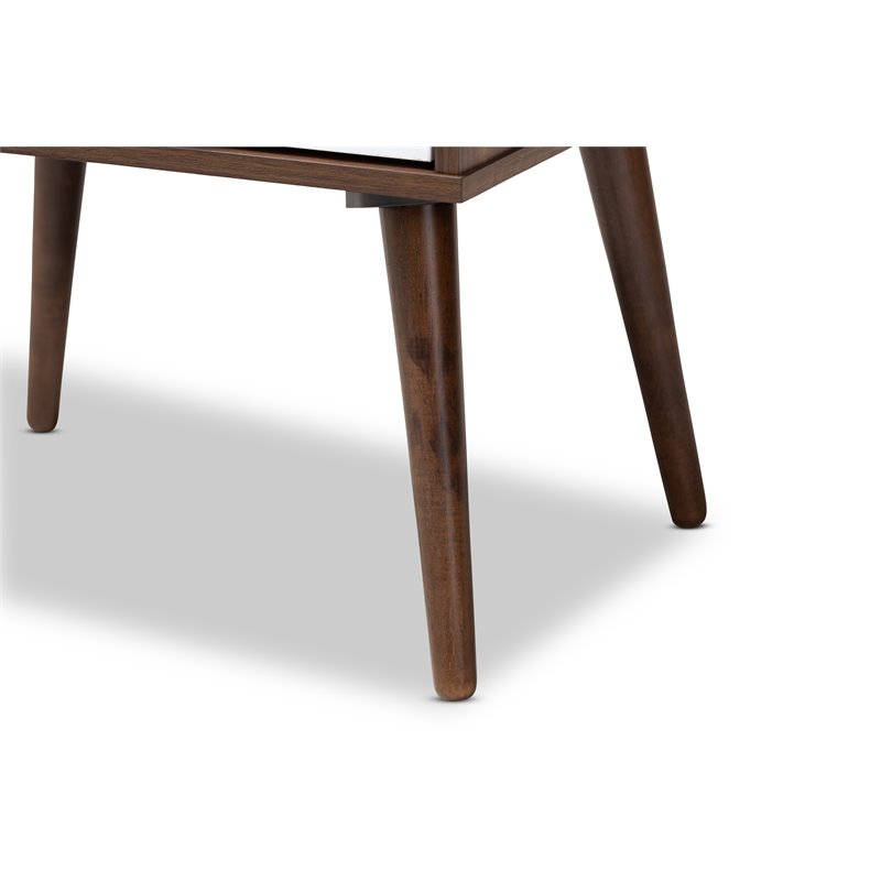 Baxton Studio Quinn White and Brown Finished 1-Drawer Wood End Table