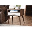 Baxton Studio Quinn White and Brown Finished 1-Drawer Wood End Table