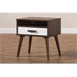 Baxton Studio Quinn White and Brown Finished 1-Drawer Wood End Table