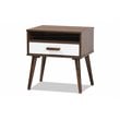 Baxton Studio Quinn White and Brown Finished 1-Drawer Wood End Table