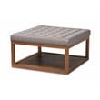 Baxton Studio Alvere Gray Fabric Upholstered Brown Finished Ottoman
