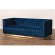 Baxton Studio Aveline Navy Blue Fabric Upholstered Gold Finished Sofa