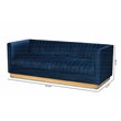 Baxton Studio Aveline Navy Blue Fabric Upholstered Gold Finished Sofa