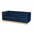 Baxton Studio Aveline Navy Blue Fabric Upholstered Gold Finished Sofa