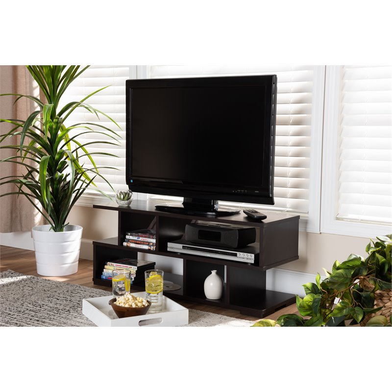 Baxton Studio Arne Wood TV Stand in Dark Brown | Cymax Business