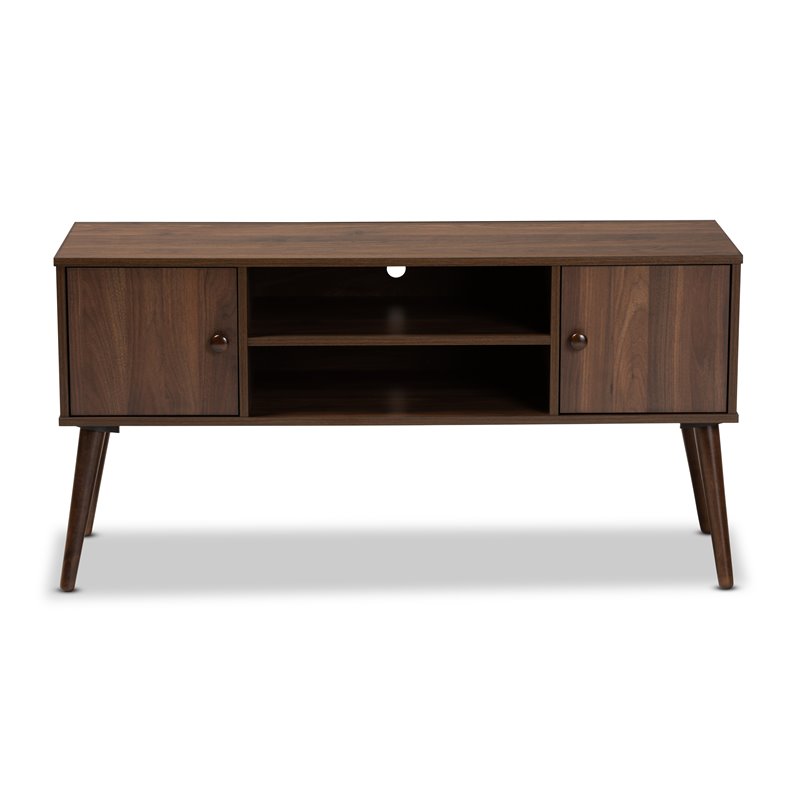 Baxton Studio Alard 2-Door Wood TV Stand in Brown