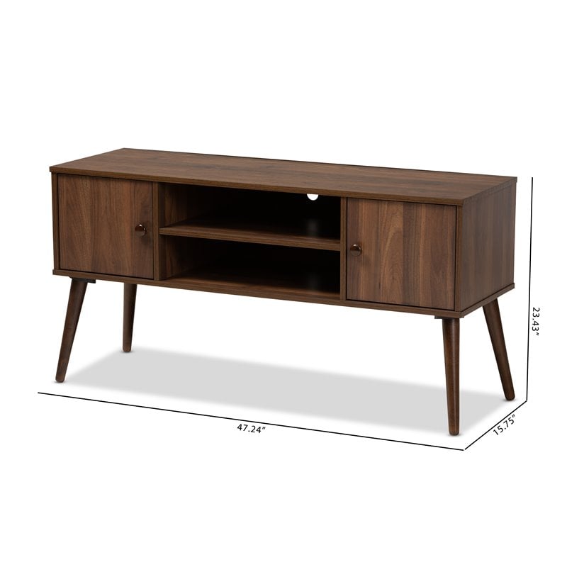 Baxton Studio Alard 2-Door Wood TV Stand in Brown