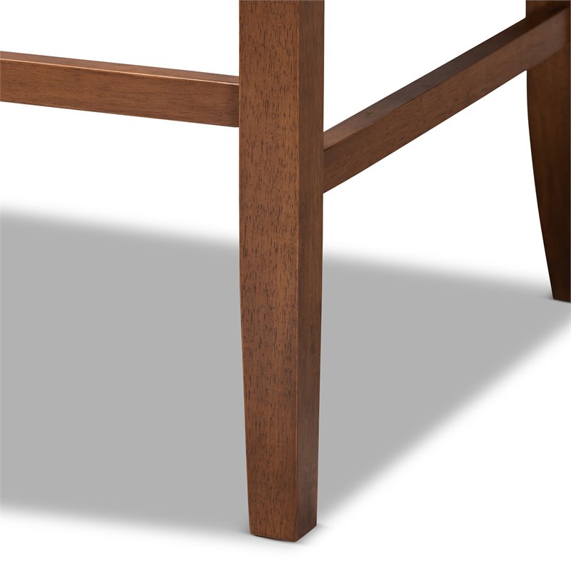 Baxton Studio Alira Beige Upholstered Walnut Finished Bar Stool Bench