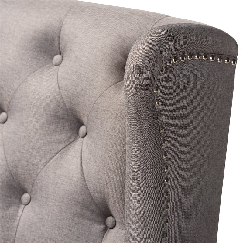 Baxton Studio Alira Grey Upholstered Walnut Finished Bar Stool Bench