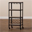 Baxton Studio Swanson Black Metal Oak Wood Mobile Kitchen Bar Cart