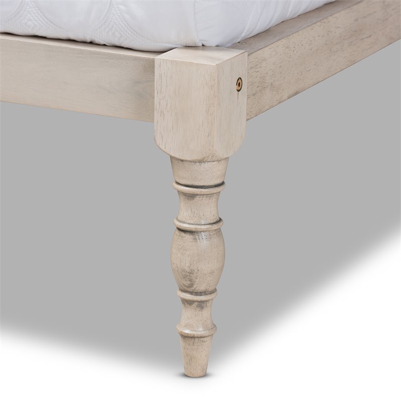 Baxton Studio Iseline Queen Size White Finished Wood Platform Bed Frame