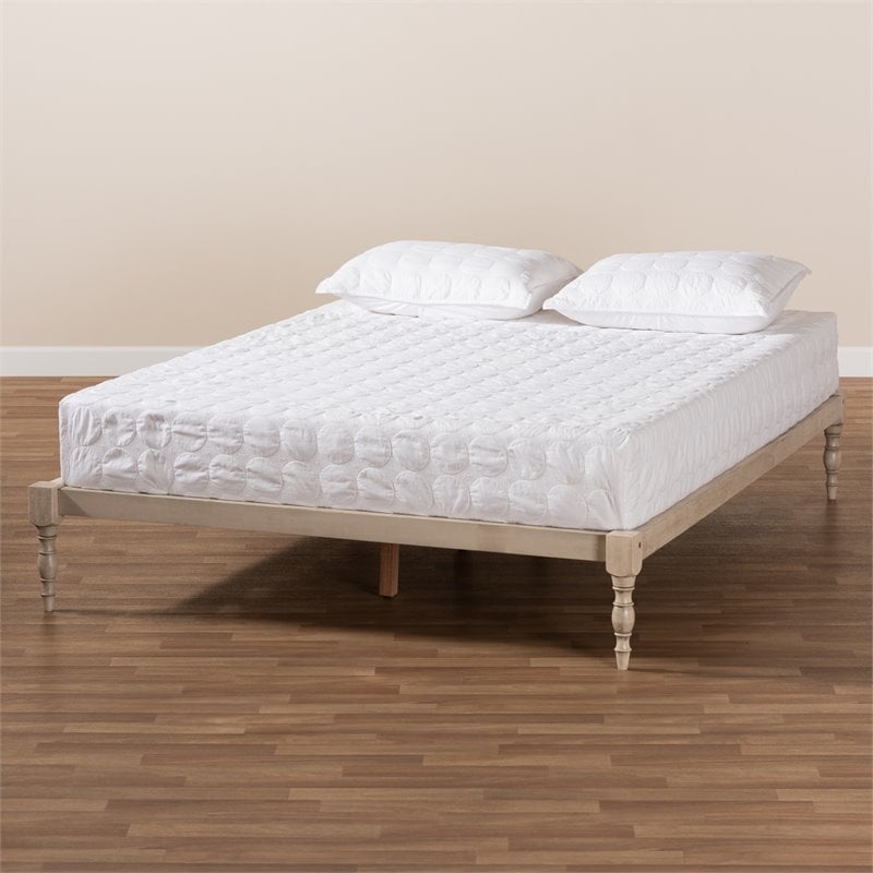 Baxton Studio Iseline Queen Size White Finished Wood Platform Bed Frame