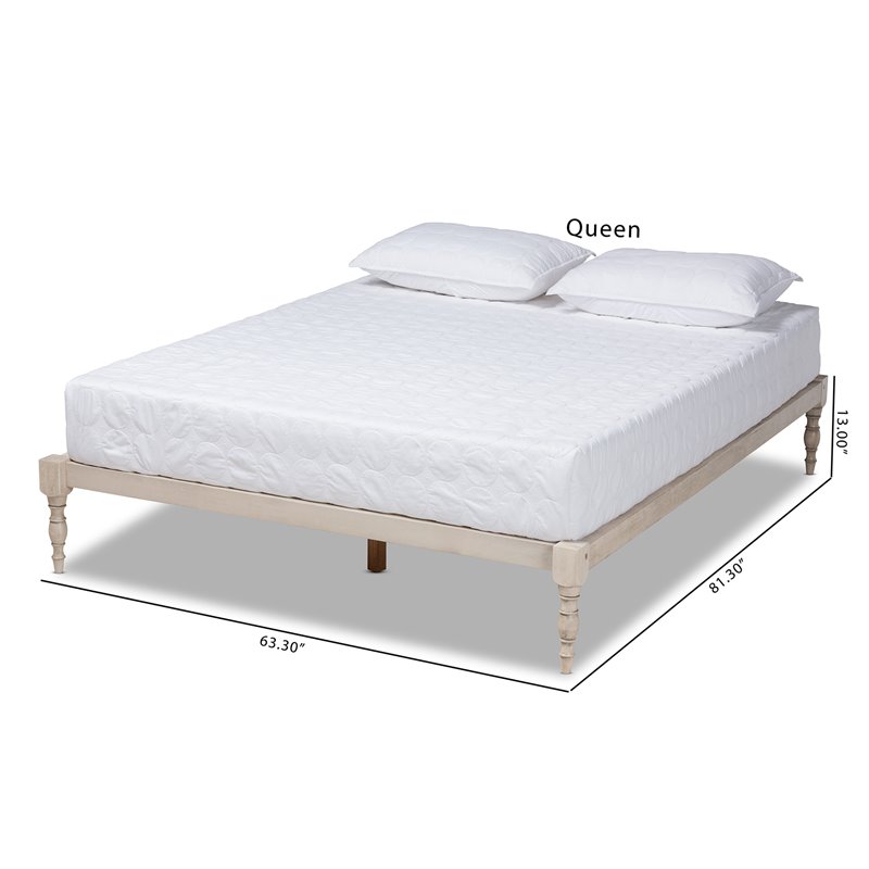 Baxton Studio Iseline Queen Size White Finished Wood Platform Bed Frame