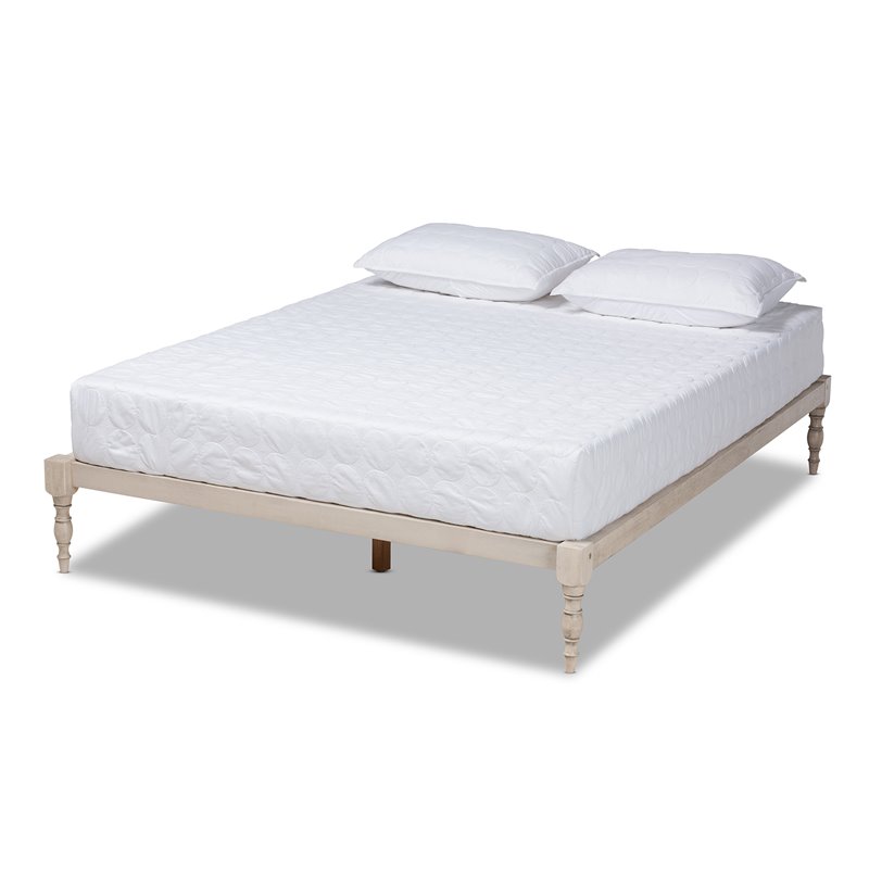 Baxton Studio Iseline Queen Size White Finished Wood Platform Bed Frame