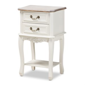 Baxton Studio Amalie Two-Tone White and Oak Finished 2-Drawer Wood End Table