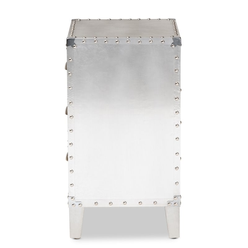 Baxton Studio Claude French Industrial Silver Metal 3-Drawer End Table