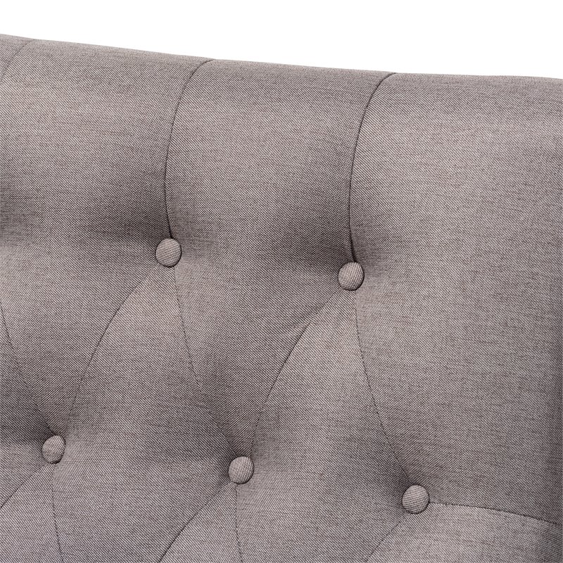 Baxton Studio Naeva Grey Upholstered Walnut Finished Wood Armchair