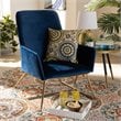 Baxton Studio Sennet Navy Blue Velvet Upholstered Gold Armchair