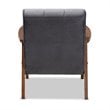 Baxton Studio Asta Grey Velvet Upholstered Walnut Wood Armchair