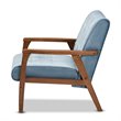 Baxton Studio Asta Light Blue Velvet Upholstered Walnut Wood Armchair