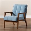 Baxton Studio Asta Light Blue Velvet Upholstered Walnut Wood Armchair