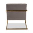 Baxton Studio Mira Grey Velvet Upholstered Gold Metal Lounge Chair