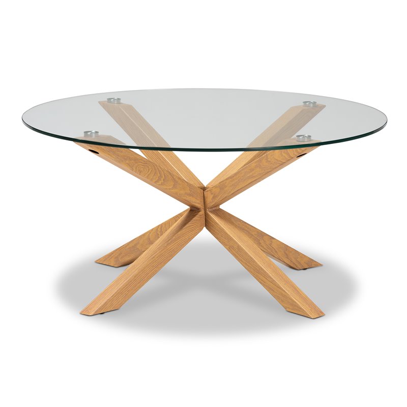 Baxton Studio Lida Glass and Wood Finished Coffee Table