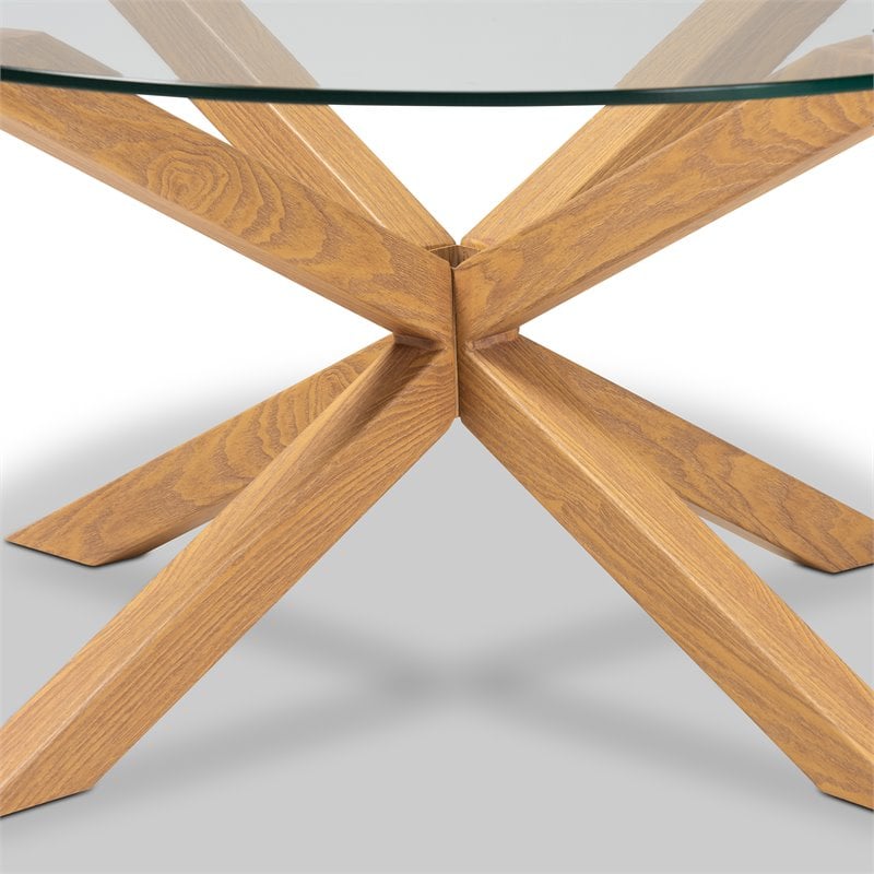 Baxton Studio Lida Glass and Wood Finished Coffee Table