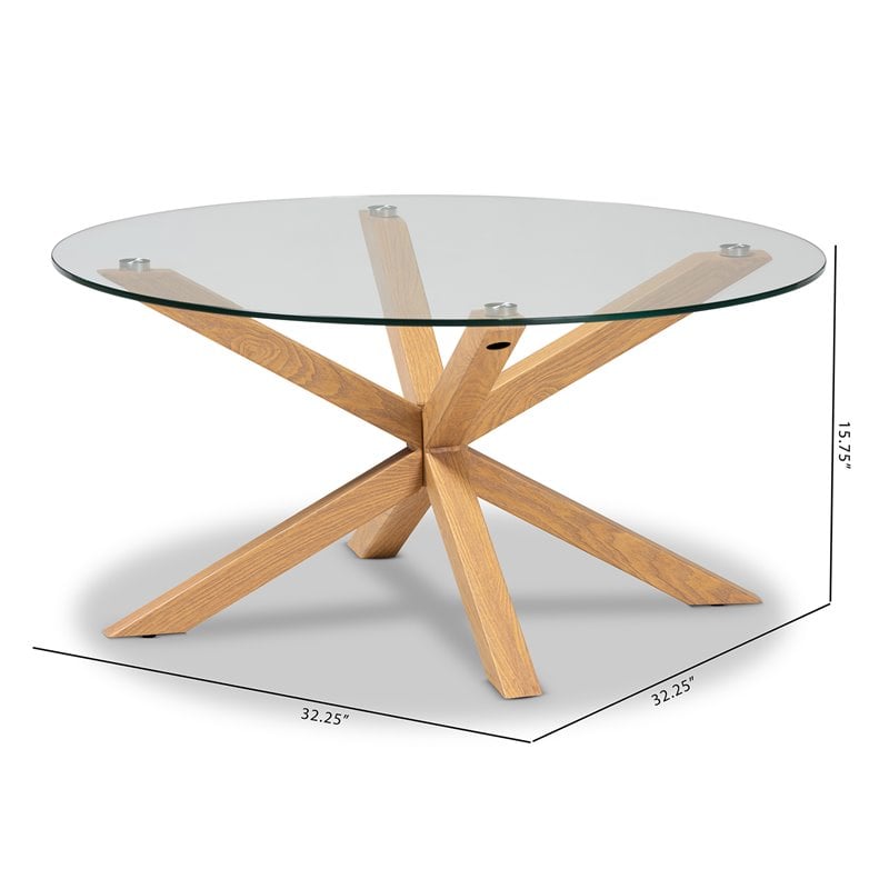 Baxton Studio Lida Glass and Wood Finished Coffee Table