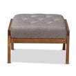 Baxton Studio Naeva Grey Upholstered Walnut Finished Wood Footstool