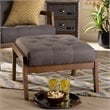 Baxton Studio Naeva Grey Upholstered Walnut Finished Wood Footstool