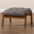 Baxton Studio Naeva Grey Upholstered Walnut Finished Wood Footstool