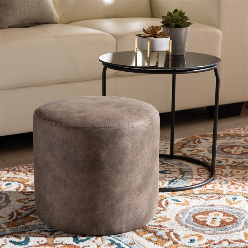 Baxton Studio Kira Black with Grey and Brown 2-Piece Table and Ottoman Set