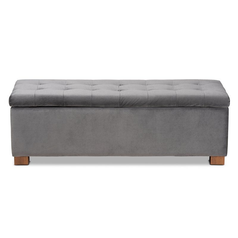 baxton studio roanoke grey velvet upholstered storage ottoman bench