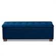 Baxton Studio Roanoke Navy Blue Velvet Upholstered Storage Ottoman Bench