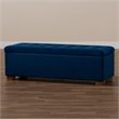 Baxton Studio Roanoke Navy Blue Velvet Upholstered Storage Ottoman Bench