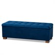Baxton Studio Roanoke Navy Blue Velvet Upholstered Storage Ottoman Bench